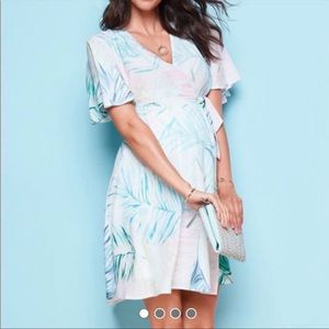 Seraphine Flutter Sleeve Maternity Wrap Dress